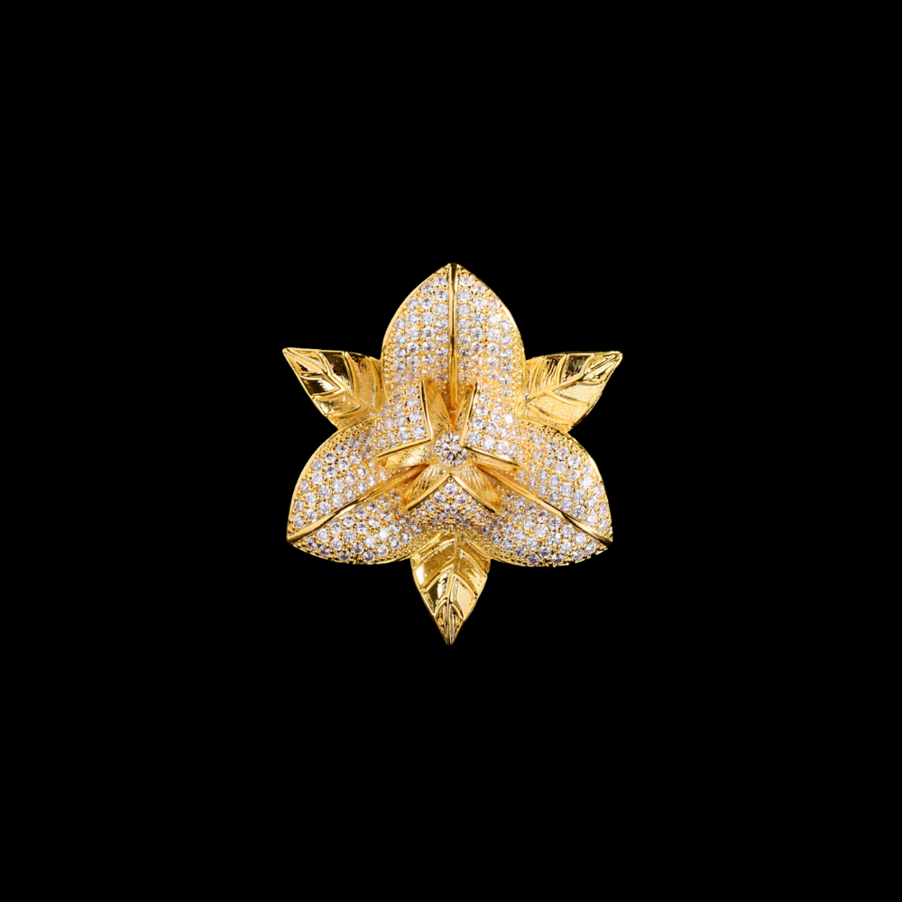 AVELIA Gold Crystal Gardenia Brooch