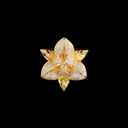 AVELIA Gold Crystal Gardenia Brooch