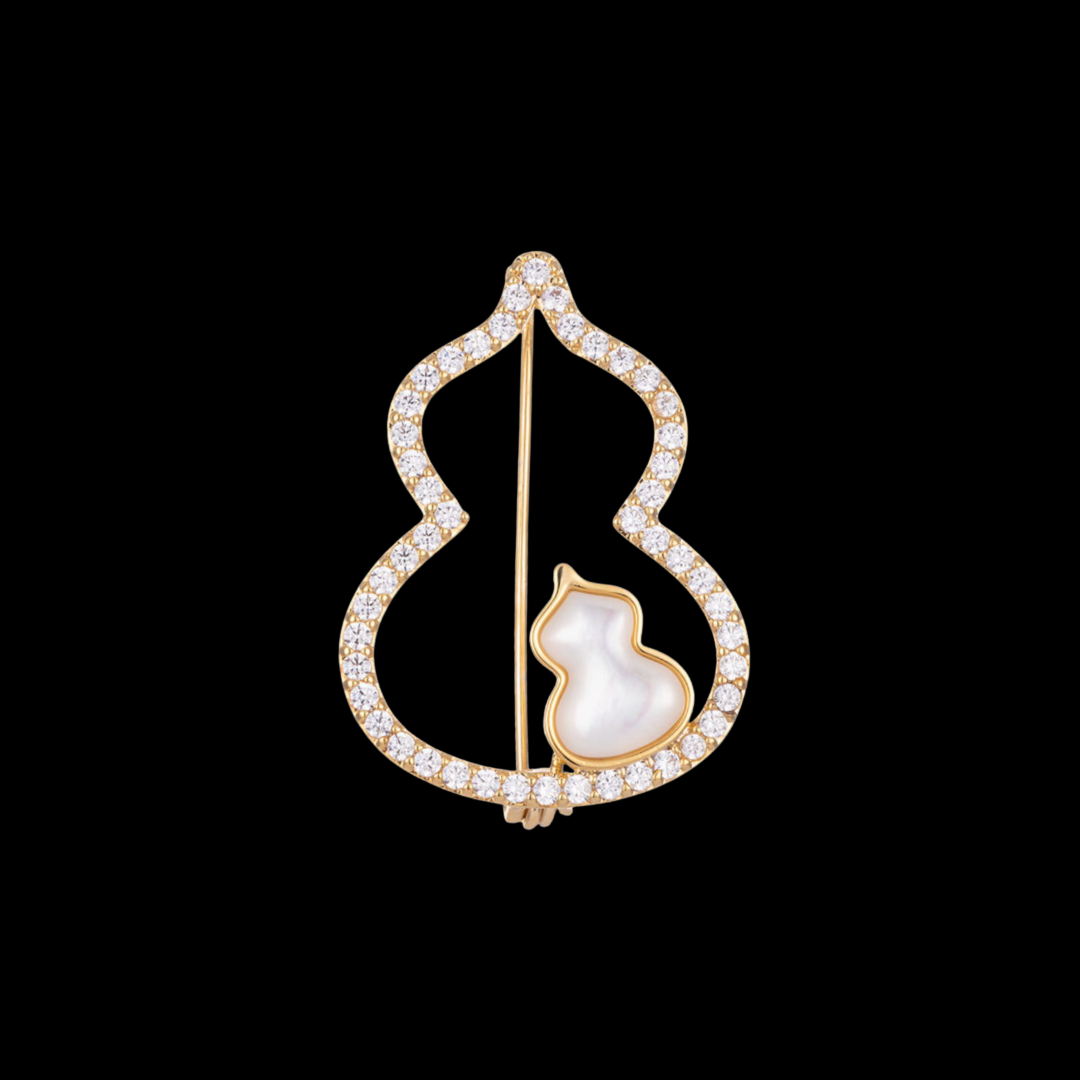 AVELIA Gold Crystal Gourd Brooch