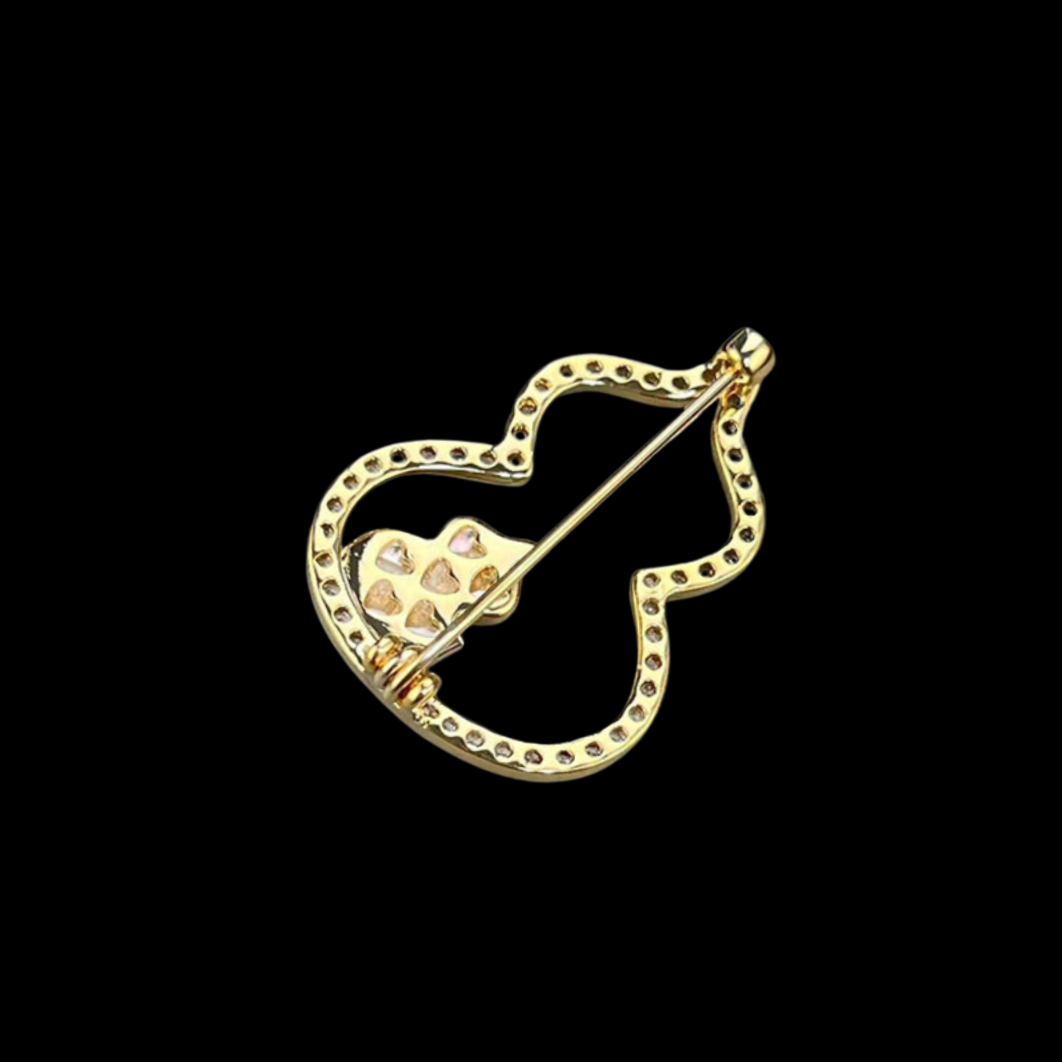AVELIA Gold Crystal Gourd Brooch