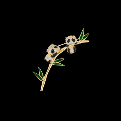 AVELIA Gold Crystal Panda Brooch