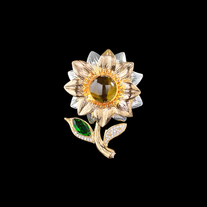 AVELIA Gold Crystal Sunflower Brooch