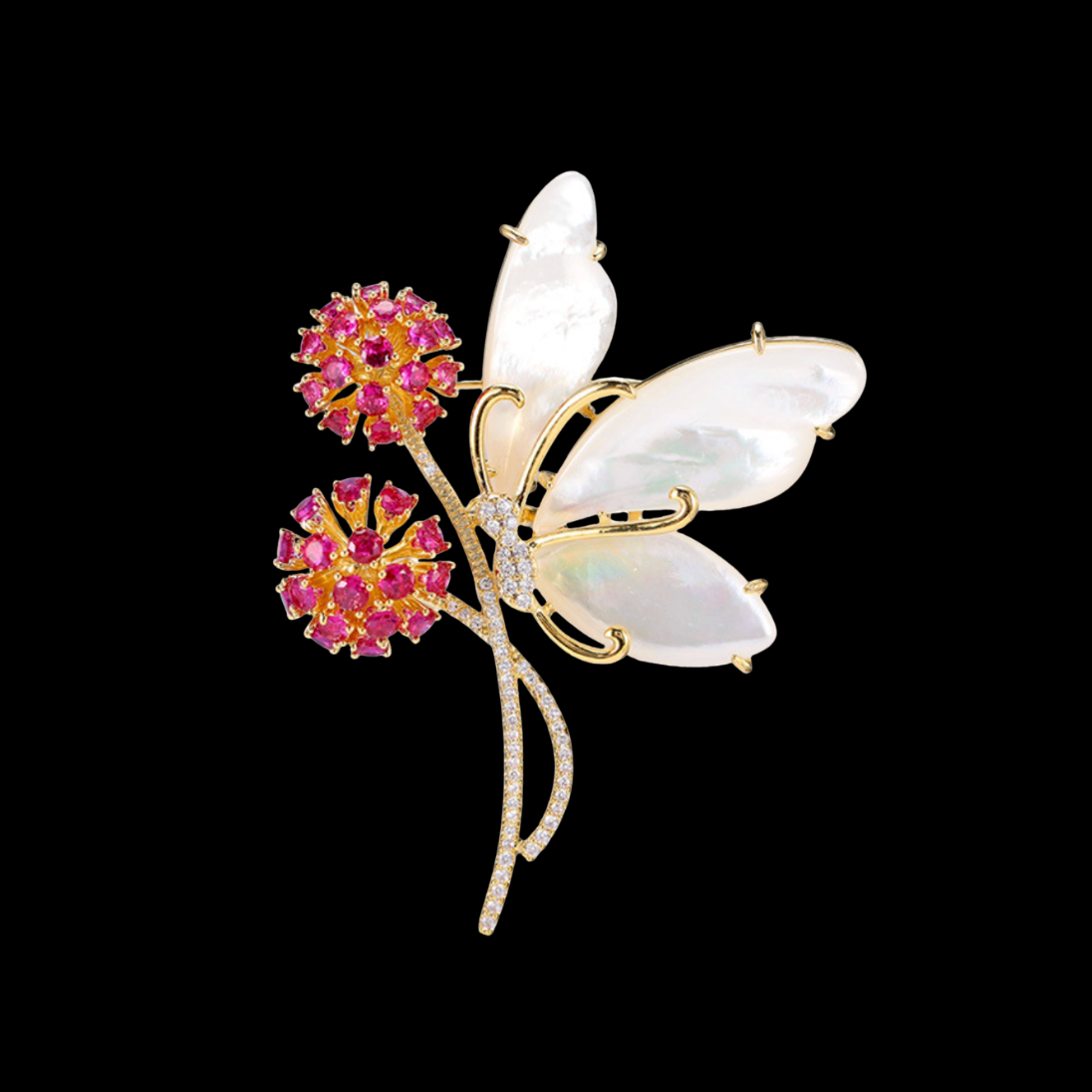 AVELIA Gold Dandelion Butterfly Brooch
