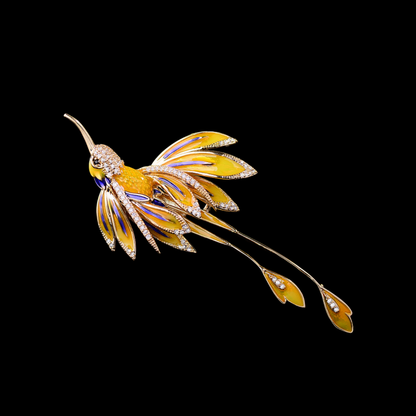 AVELIA Gold Enamel Hummingbird Brooch