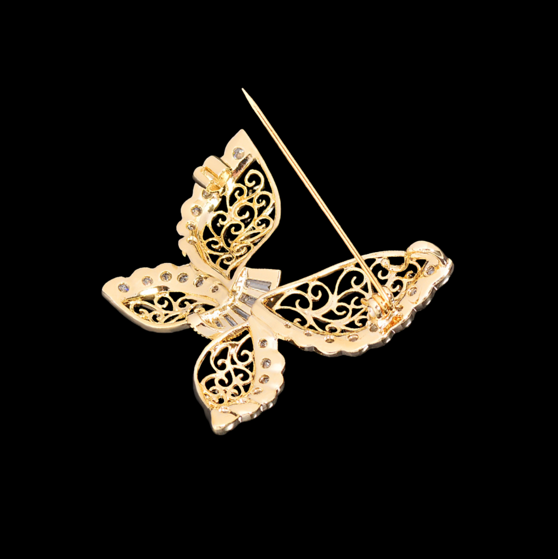 AVELIA Gold Filigree Butterfly Brooch with Crystal Wings