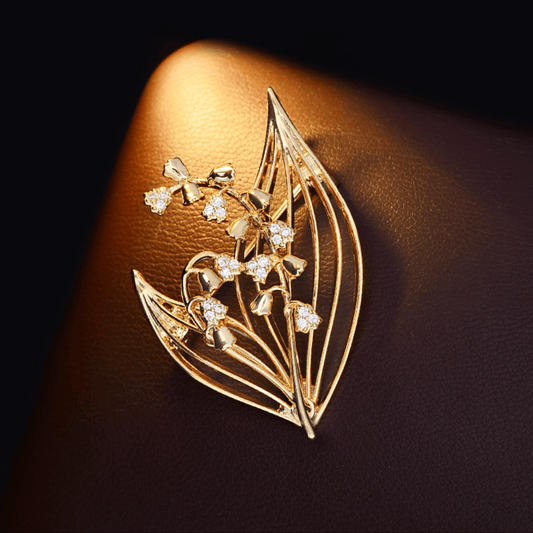 AVELIA Gold Lily of the Valley Brooch