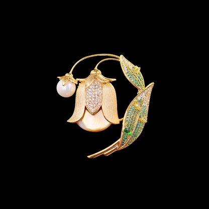 AVELIA Gold Mother of Pearl Lily of the Valley Brooch