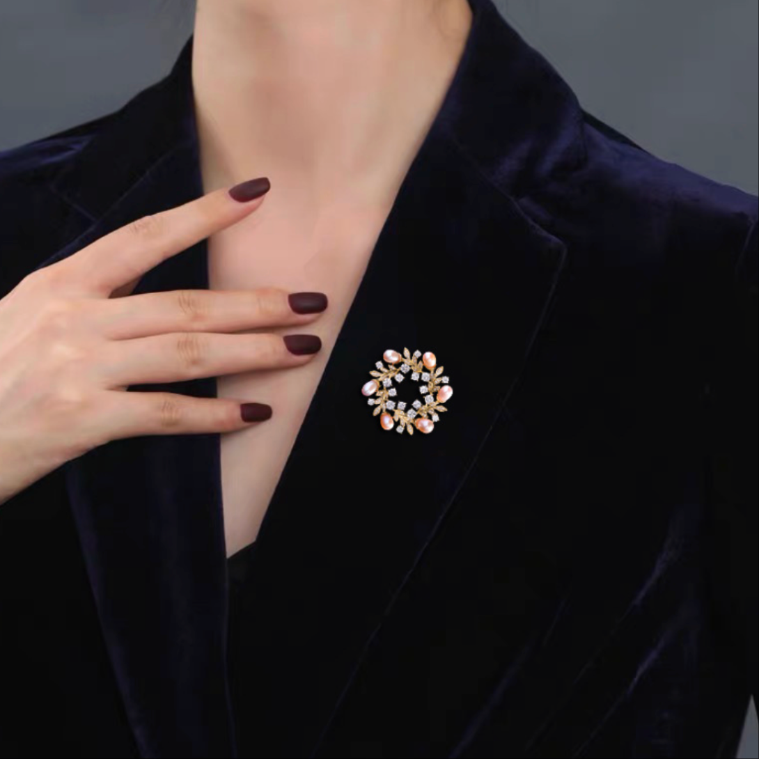 AVELIA Gold Olive Leaf Brooch