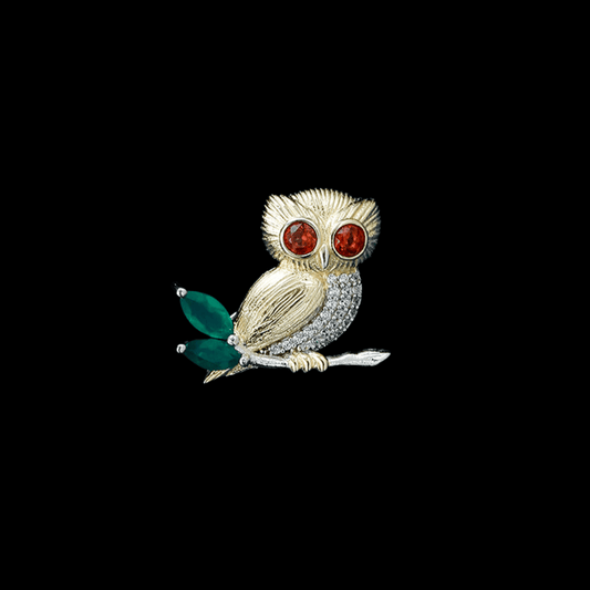 AVELIA Vintage Gold Owl Brooch