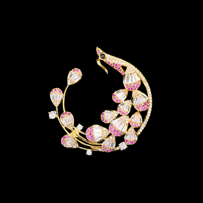 AVELIA Gold Peacock Brooch