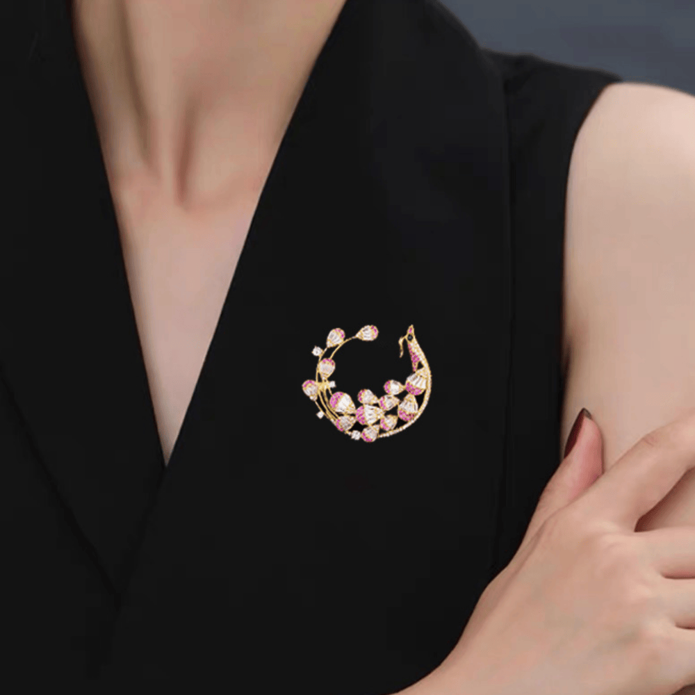 AVELIA Gold Peacock Brooch