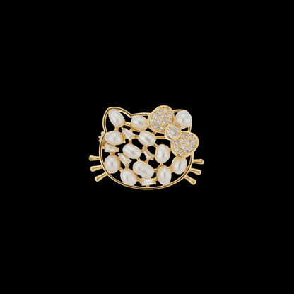 AVELIA Gold Pearl Cat Brooch