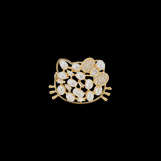 AVELIA Gold Pearl Cat Brooch