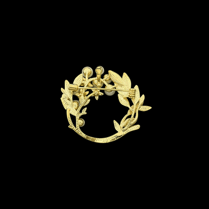 AVELIA Gold Pearl Gardenia Brooch