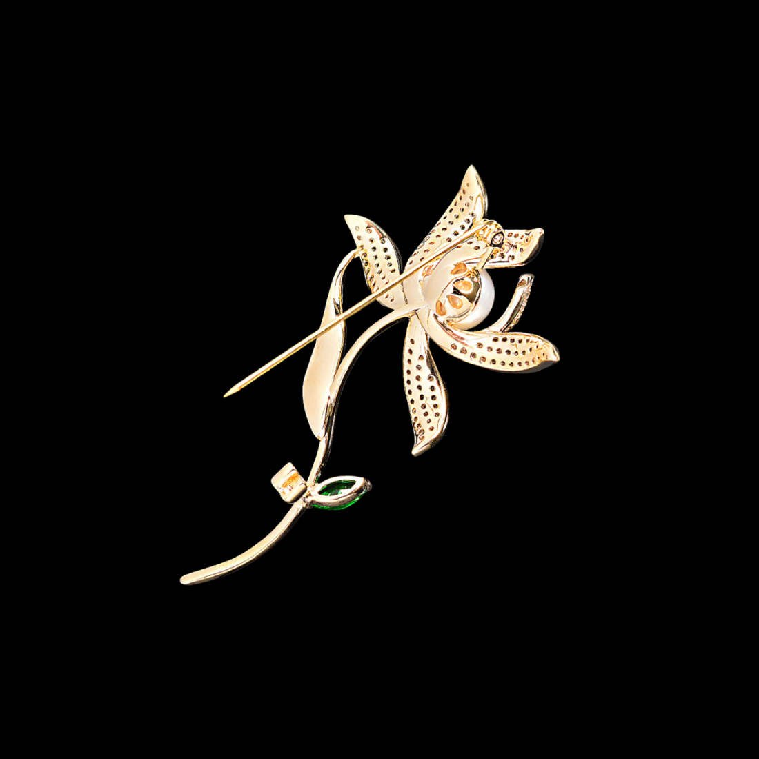AVELIA Gold Pearl Narcissus Flower Brooch