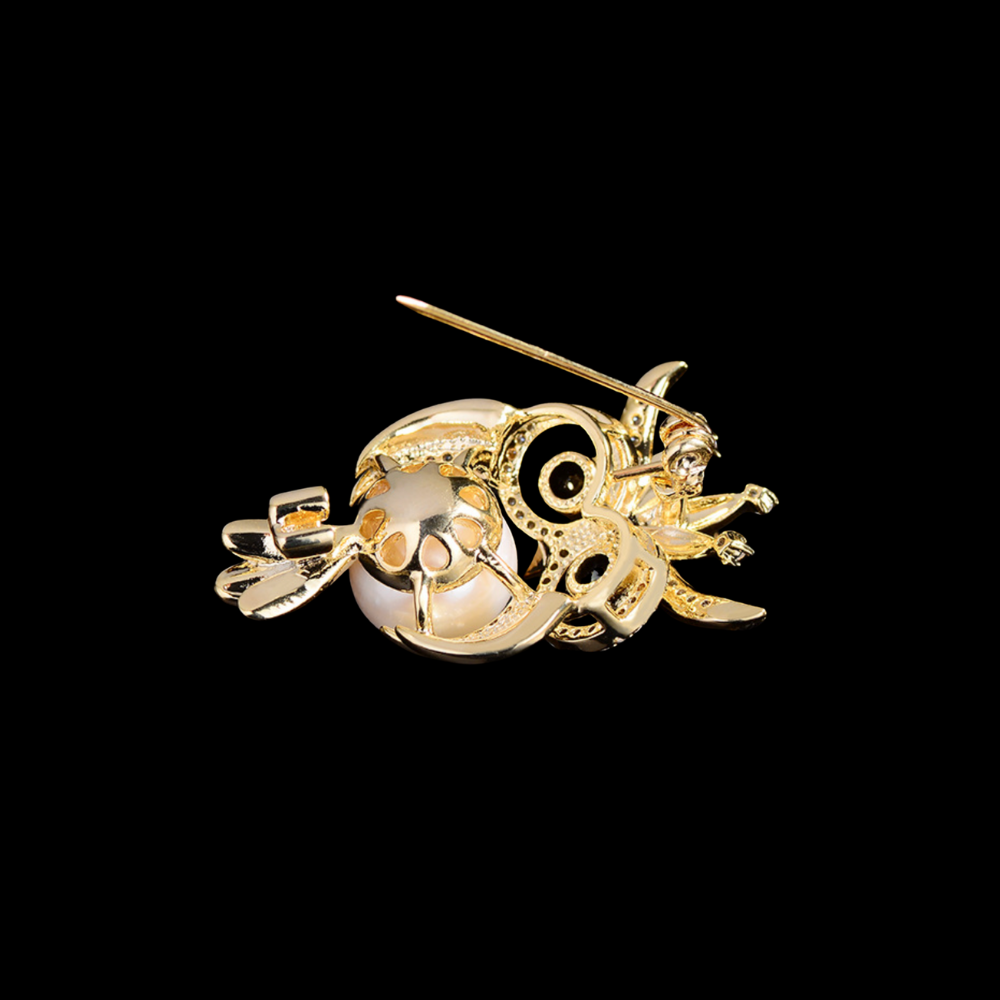 AVELIA Gold Pearl Owl Brooch