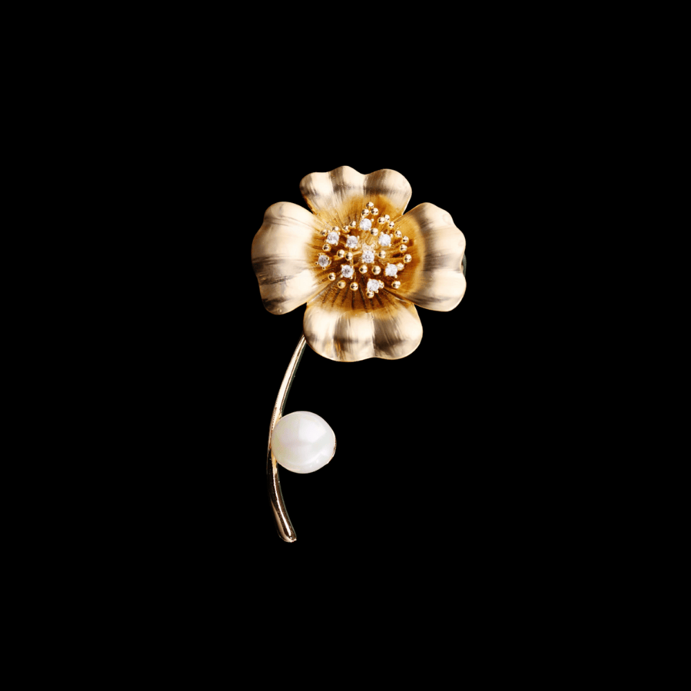 AVELIA Gold Pearl Poppy Brooch