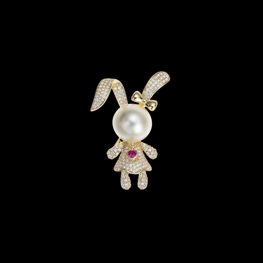 AVELIA Gold Pearl Rabbit Brooch