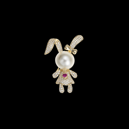 AVELIA Gold Pearl Rabbit Brooch