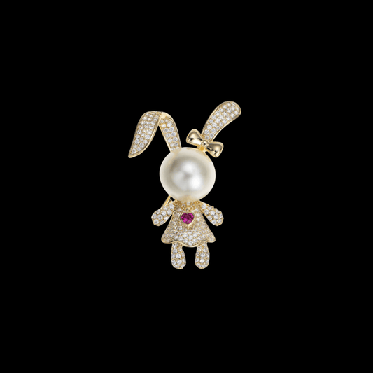 AVELIA Gold Pearl Rabbit Brooch