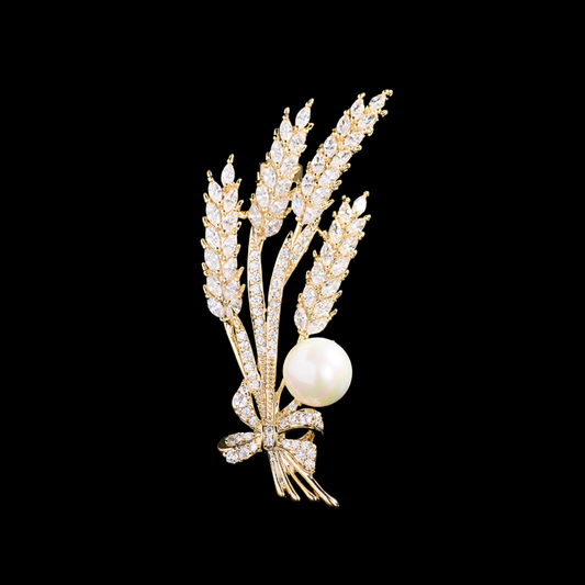 AVELIA Gold Pearl Wheat Brooch