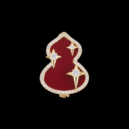 AVELIA Gold Red Enamel Gourd Brooch