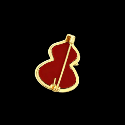 AVELIA Gold Red Enamel Gourd Brooch