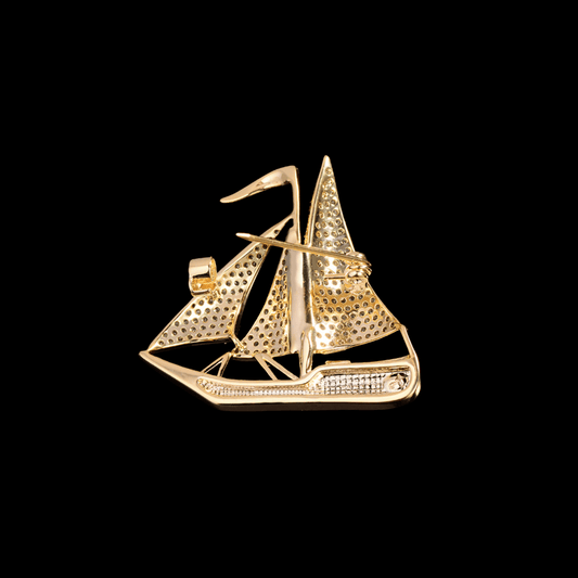 AVELIA Gold Sailing Boat Brooch