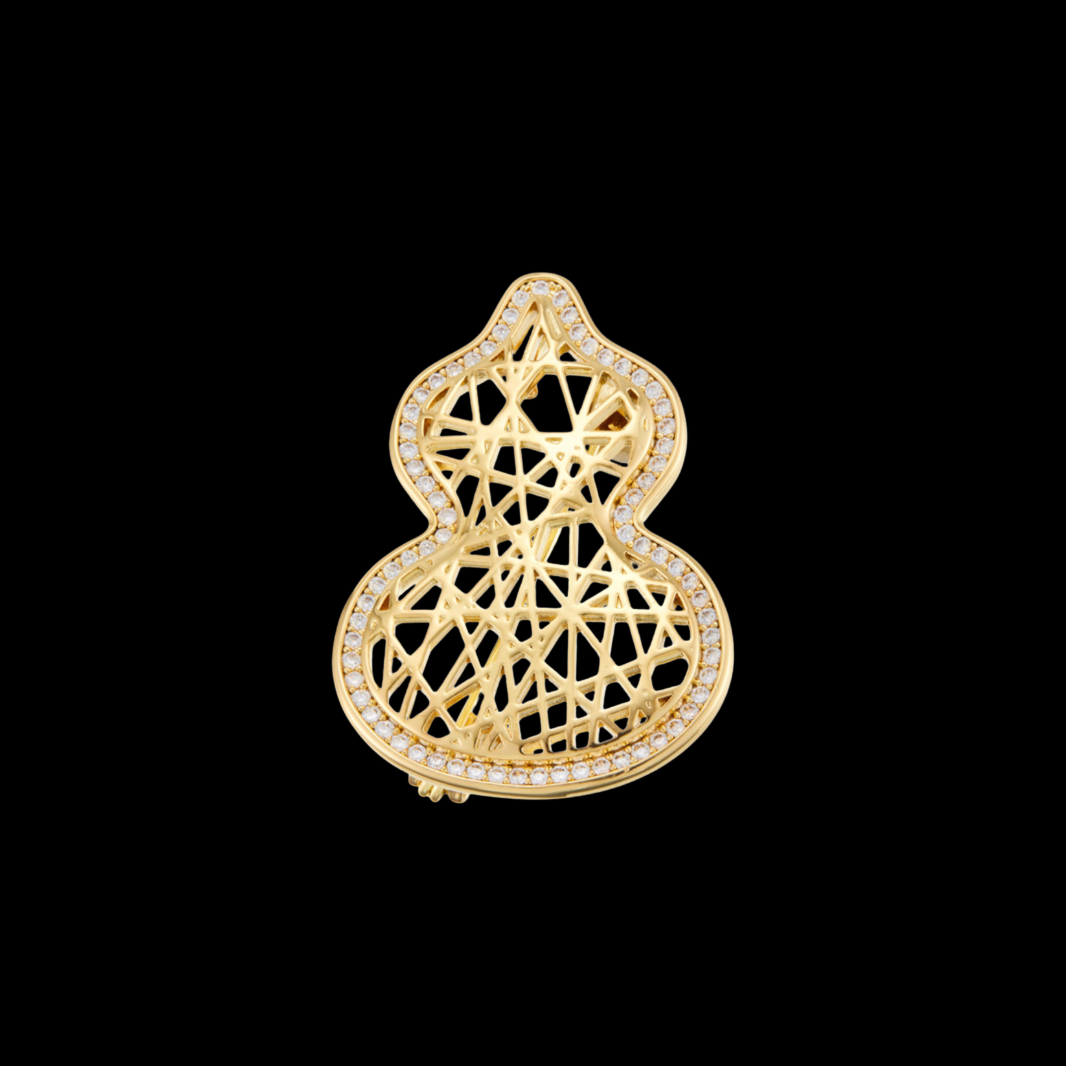AVELIA Golden Openwork Gourd Brooch