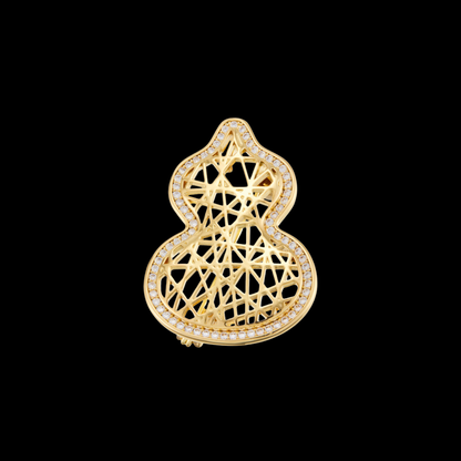 AVELIA Golden Openwork Gourd Brooch