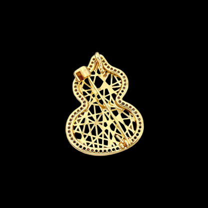 AVELIA Golden Openwork Gourd Brooch