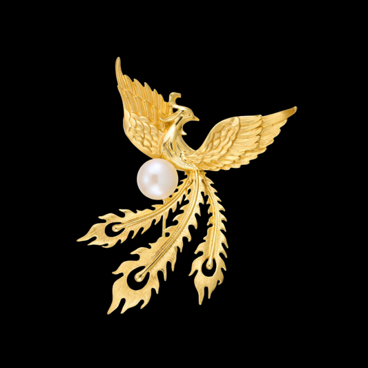 AVELIA Golden Pearl Phoenix Brooch