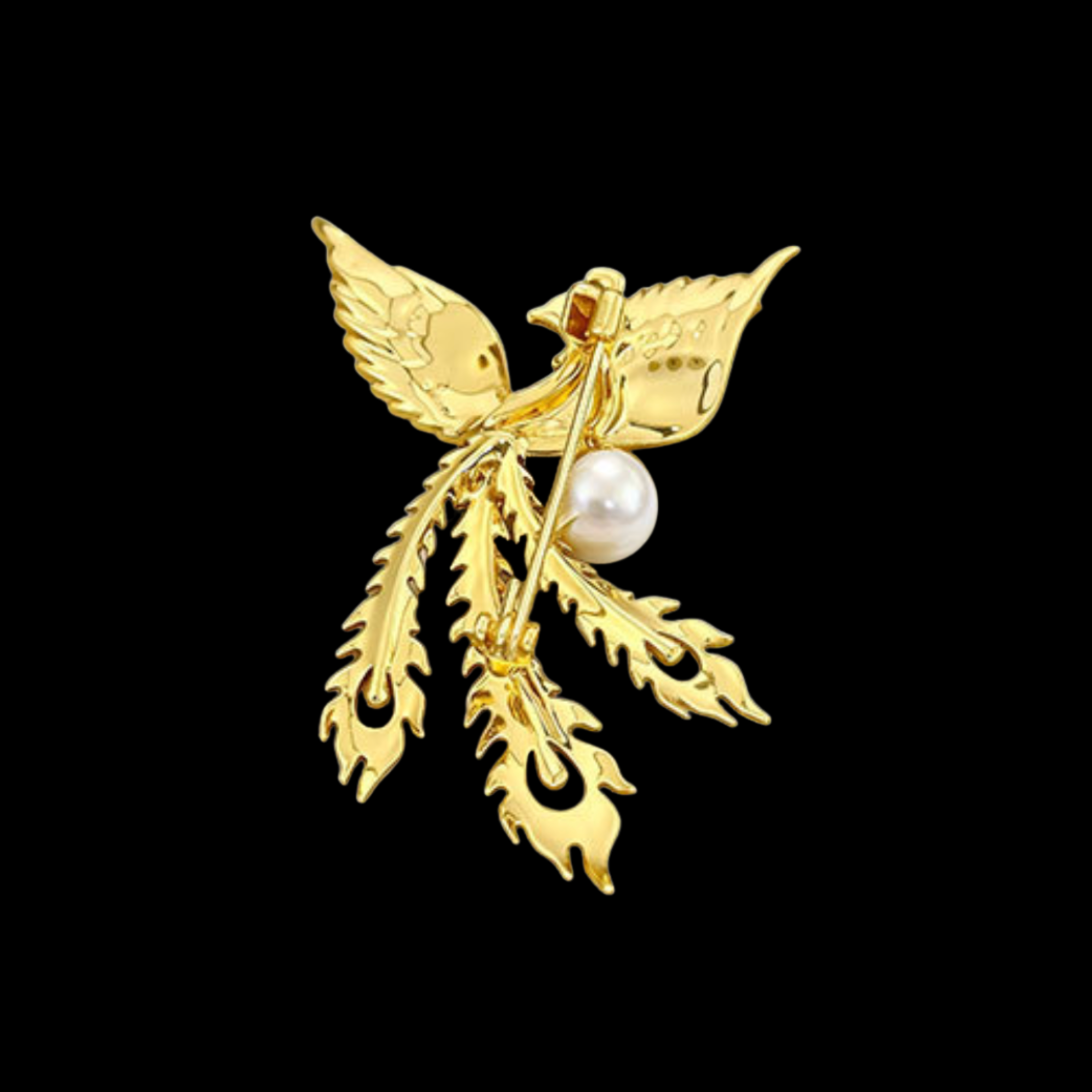 AVELIA Golden Pearl Phoenix Brooch