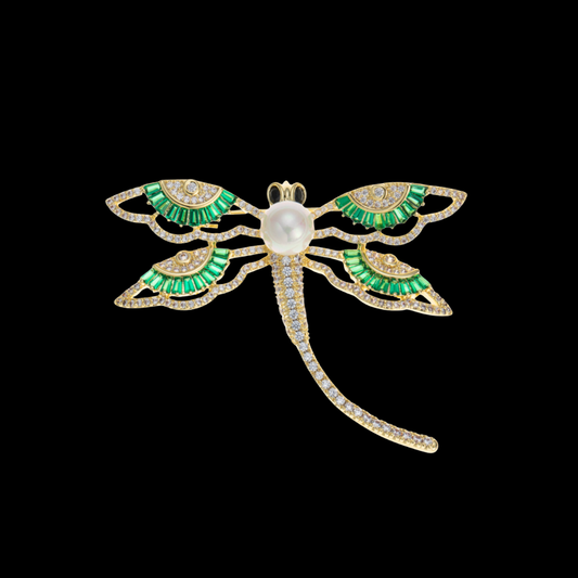 AVELIA Green Dragonfly Brooch