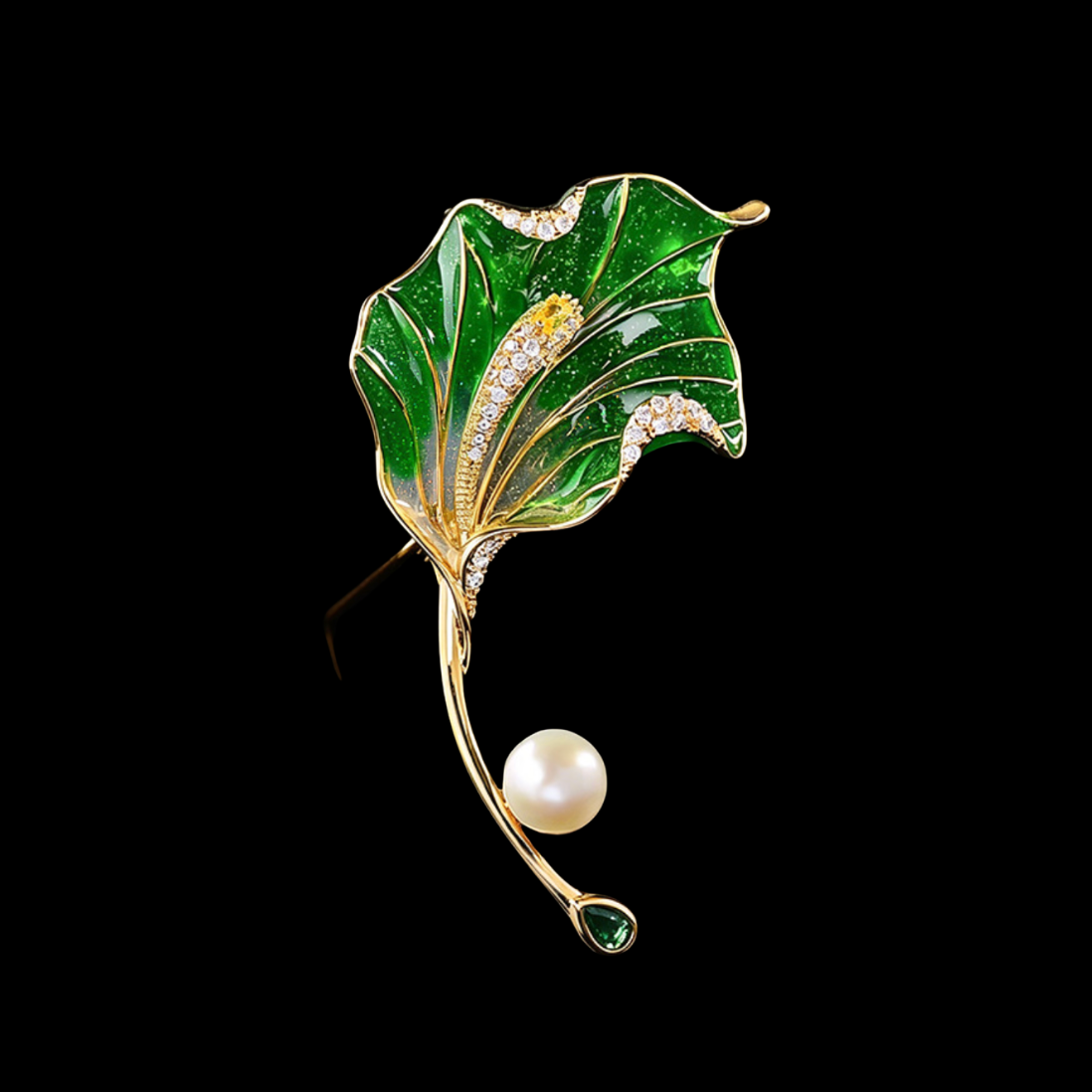 AVELIA Green Enamel Calla Lily Brooch