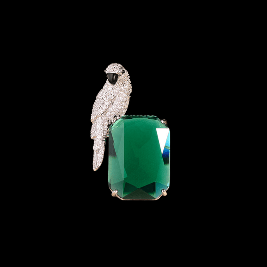 AVELIA Green Rhinestone Parrot Brooch