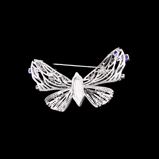 AVELIA Green Rhinestone Silver Butterfly Brooch