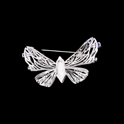 AVELIA Green Rhinestone Silver Butterfly Brooch