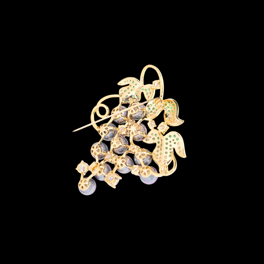 AVELIA Grey Pearl Grape Cluster Brooch