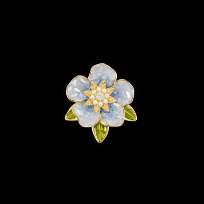 AVELIA Magnetic Blue Crystal Gardenia Brooch