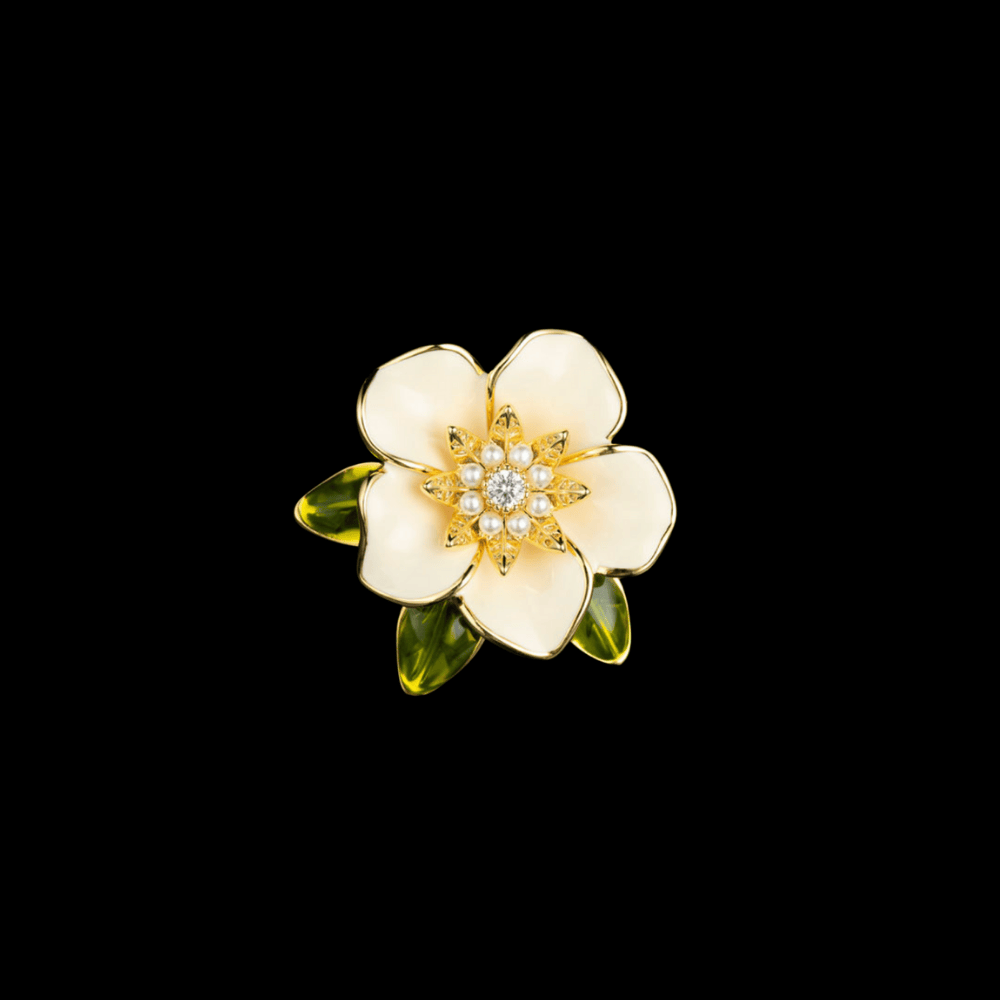 AVELIA Magnetic Enamel Gardenia Brooch
