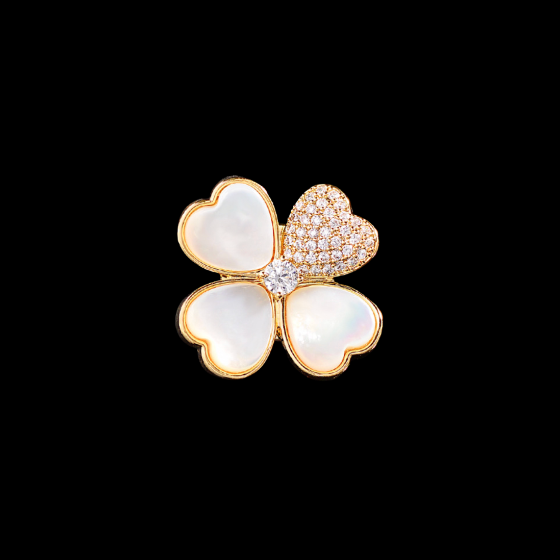 AVELIA Magnetic Mother of Pearl Four Leaf Clover Brooch