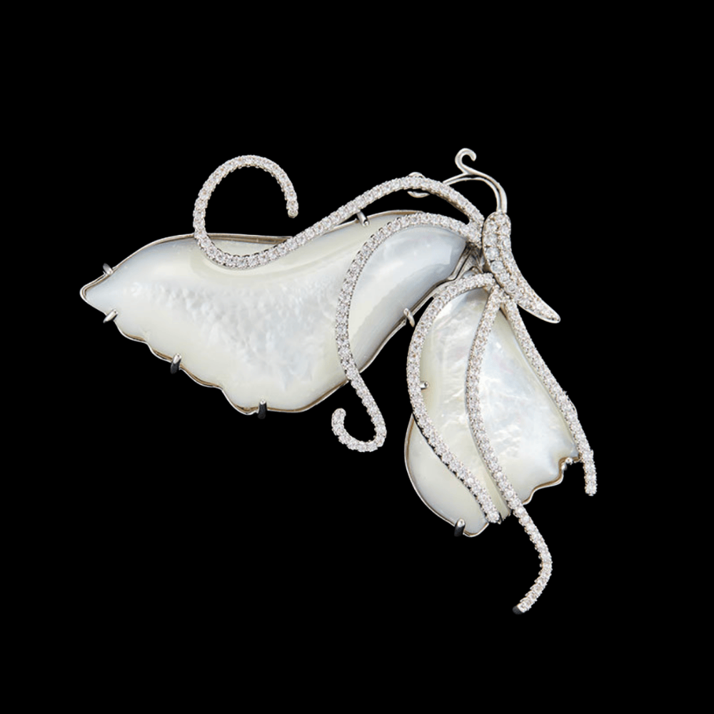 AVELIA Vintage Mother-of-Pearl Butterfly Brooch
