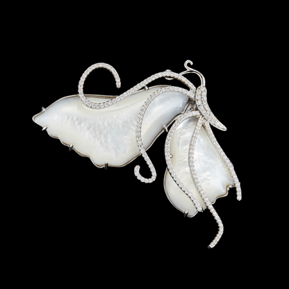 AVELIA Vintage Mother-of-Pearl Butterfly Brooch
