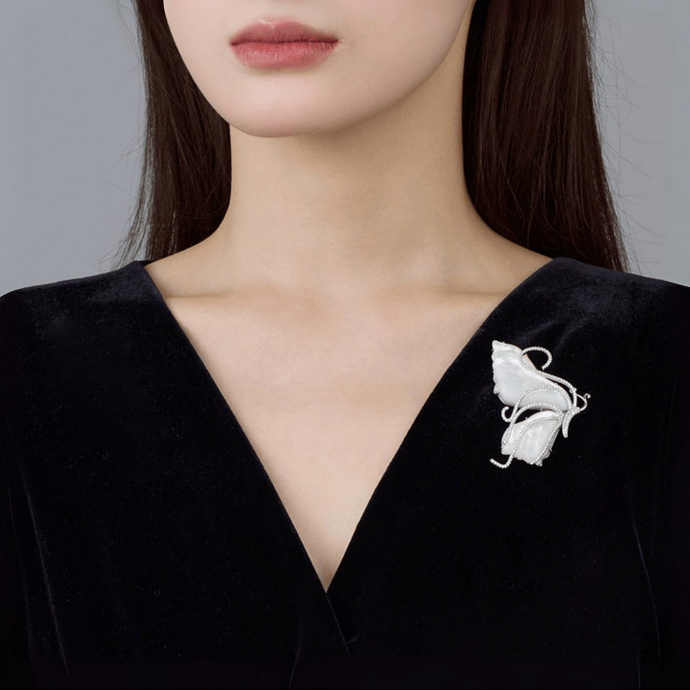 AVELIA Vintage Mother-of-Pearl Butterfly Brooch