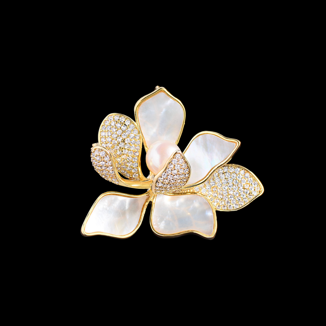 AVELIA Mother-of-Pearl Water Lily Brooch