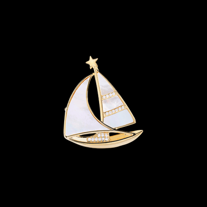AVELIA Mother of Pearl Boat Brooch