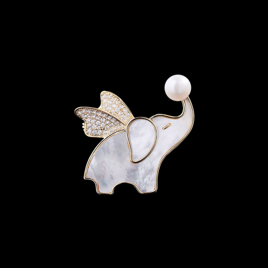 AVELIA Mother of Pearl Flying Elephant Brooch