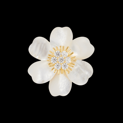 AVELIA Mother of Pearl White Flower Magnetic Brooch