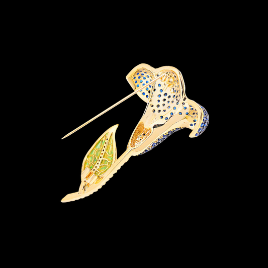 AVELIA Navy Blue Crystal Calla Lily Brooch